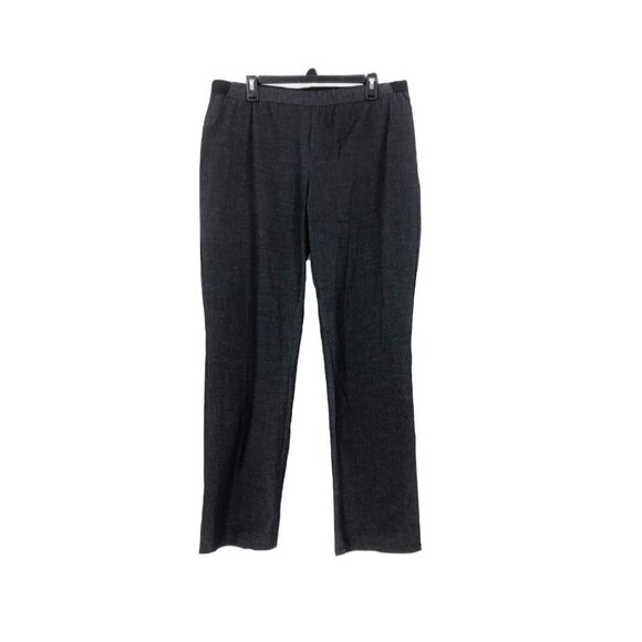 H Halston Studio High Waist Pull-On Pants Sz 16 Straight Leg Dark Indigo - Picture 1 of 2